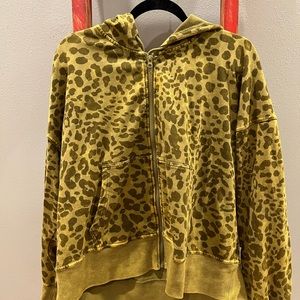 Joy Lab Zip Up Hoodie XL Green Leopard